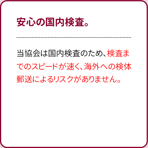 安心の国内検査。